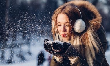 women playing in snow