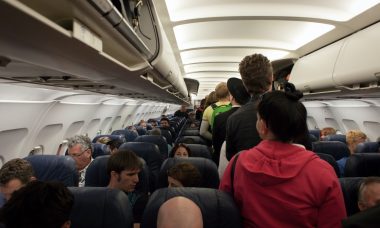 Boarding airplane