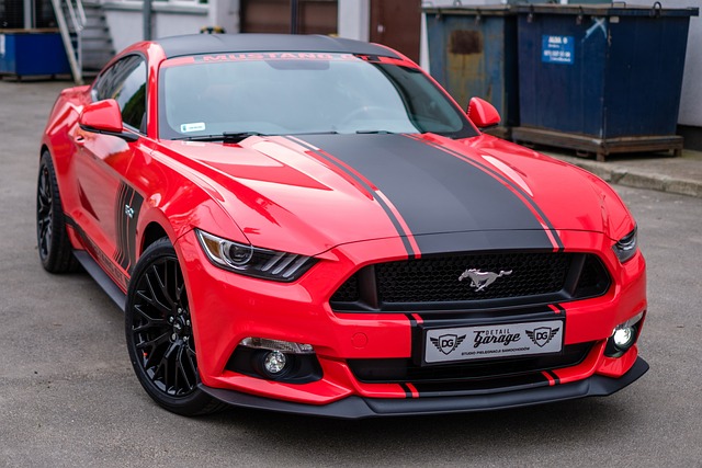Red Mustang car