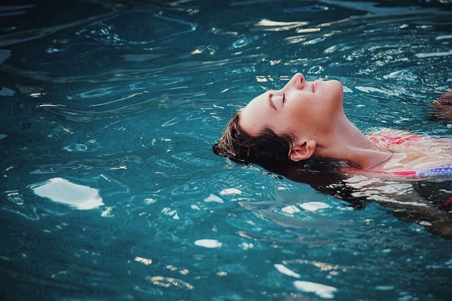 Relaxing in a pool